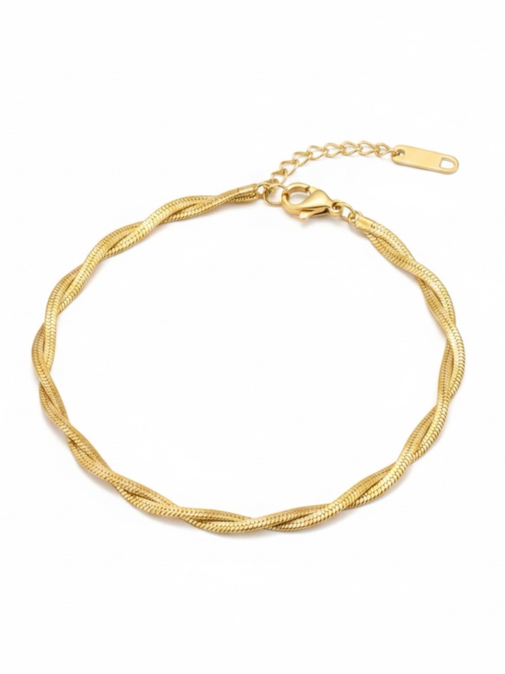 18K Gold-Plated Stainless Steel Women’s Minimalist Twisted Snake Chain Bracelet